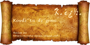 Kováts Ágnes névjegykártya
