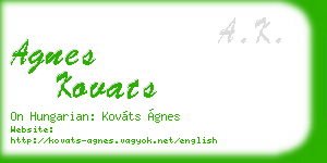 agnes kovats business card