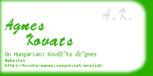 agnes kovats business card